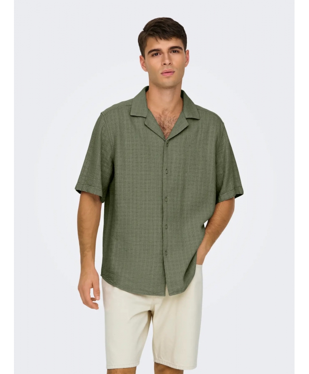 ONLY & SONS olivenfarvet T-shirt skjorte til herre billede 1
