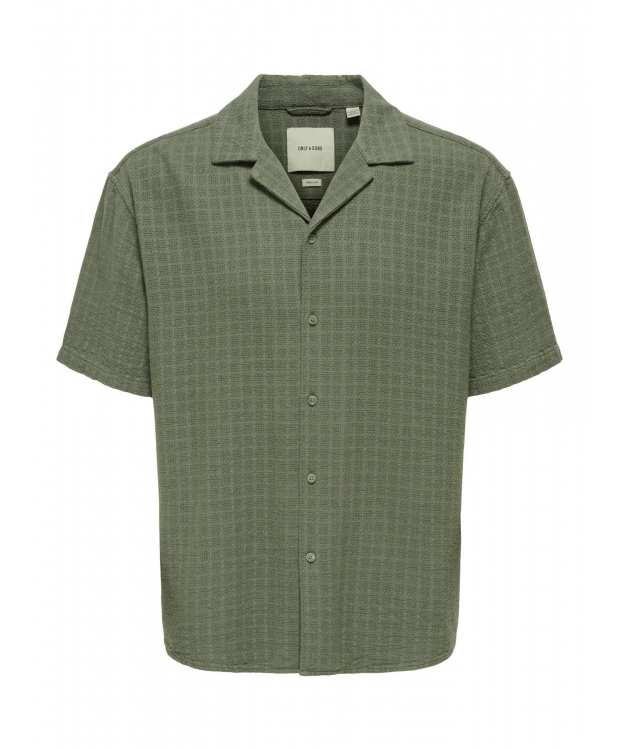 ONLY & SONS olivenfarvet T-shirt skjorte til herre billede 3