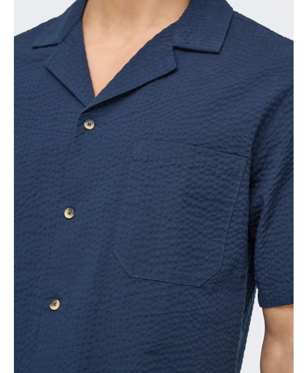 ONLY & SONS kortærmet skjorte i Navy Blazer til herre billede 5