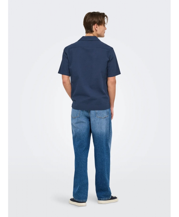 ONLY & SONS kortærmet skjorte i Navy Blazer til herre billede 4