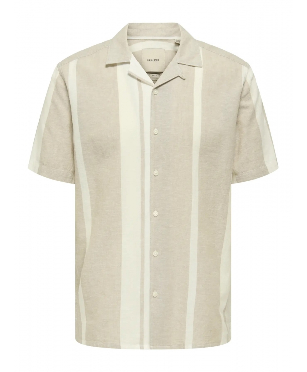 ONLY & SONS kortærmet skjorte i Vintage Khaki med striber til herre billede 6