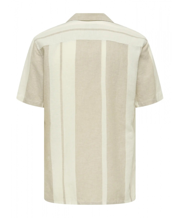 ONLY & SONS kortærmet skjorte i Vintage Khaki med striber til herre billede 7