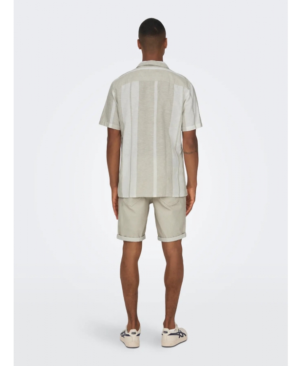ONLY & SONS kortærmet skjorte i Vintage Khaki med striber til herre billede 5