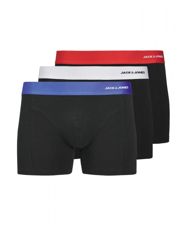 Jack & Jones 3-pak trunks i sort med farvet elastik til herre billede 5