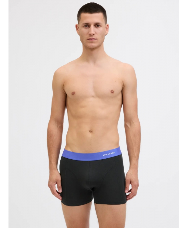 Jack & Jones 3-pak trunks i sort med farvet elastik til herre billede 3