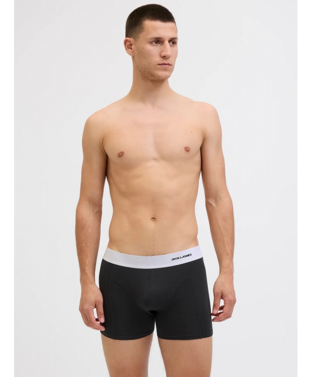 Jack & Jones 3-pak trunks i sort med farvet elastik til herre billede 4