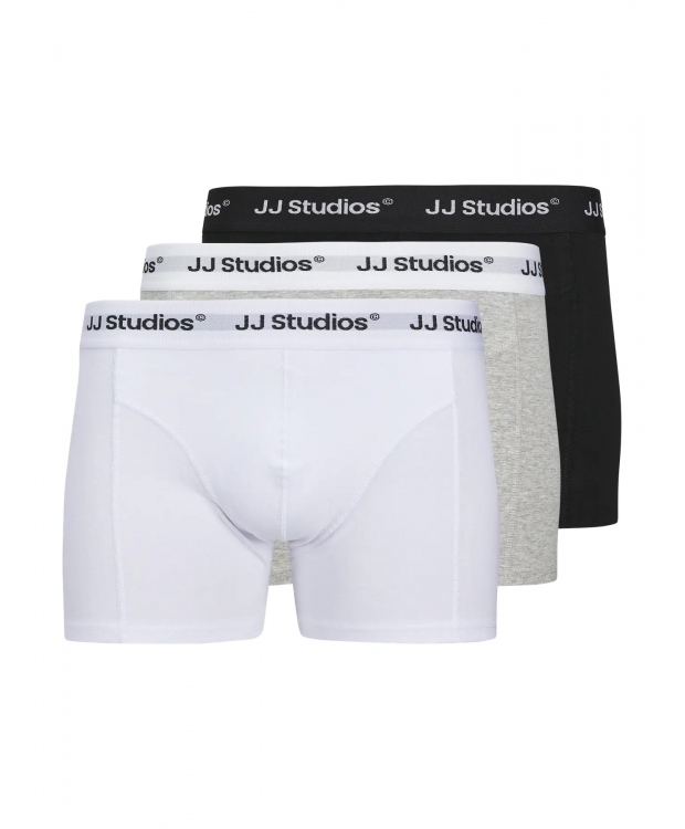 Jack & Jones 3-pak trunks i hvid, grå og sort til herre billede 1