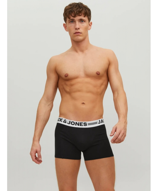 Jack & Jones 3-pak boksershorts i sort med hvid elastik til herre billede 1