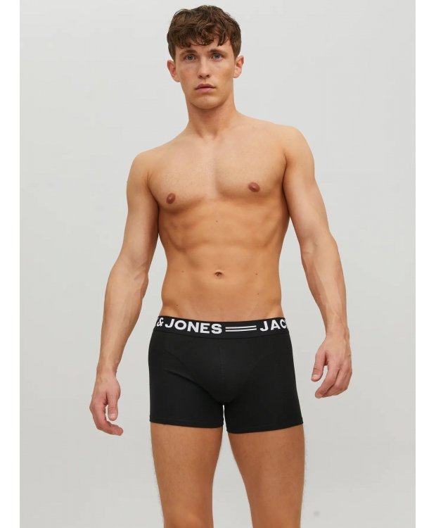 Jack & Jones 3-pak boksershorts i sort med hvid elastik til herre billede 2