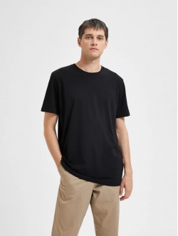 SELECTED Aspen regular fit T-shirt i sort til herre