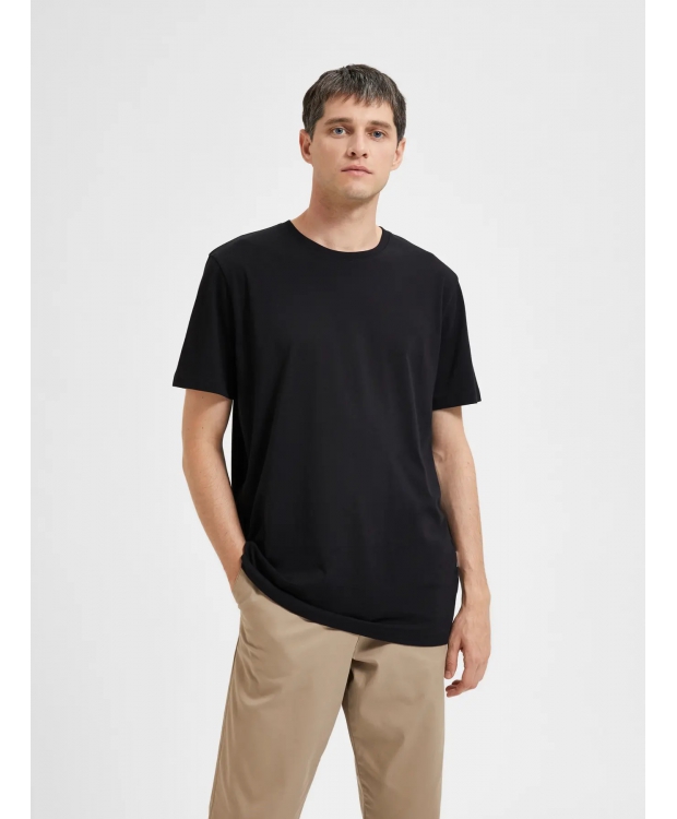 SELECTED Aspen regular fit T-shirt i sort til herre billede 1