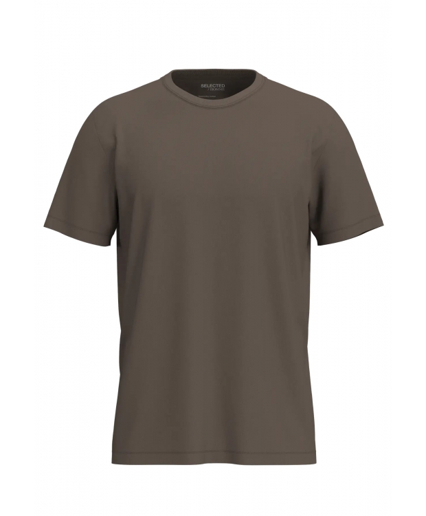 SELECTED Aspen regular fit T-shirt i brun til herre billede 1