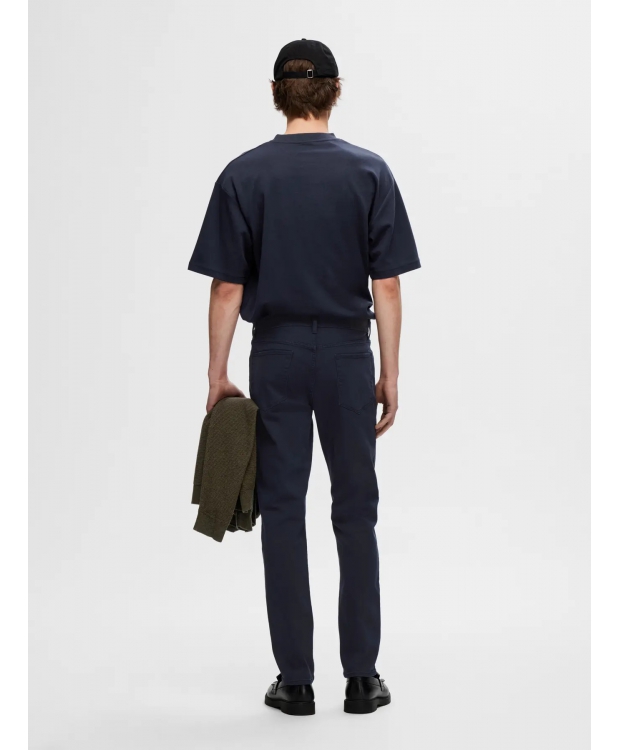 SELECTED T-shirt med rund hals i navy til herre billede 3