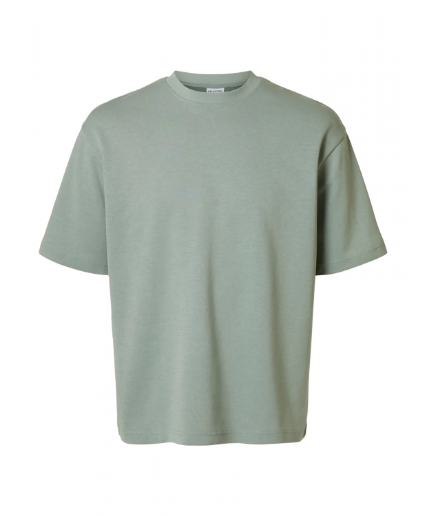 Selected t-shirt med rund hals i støvet grøn til herre - OUTLET billede 2