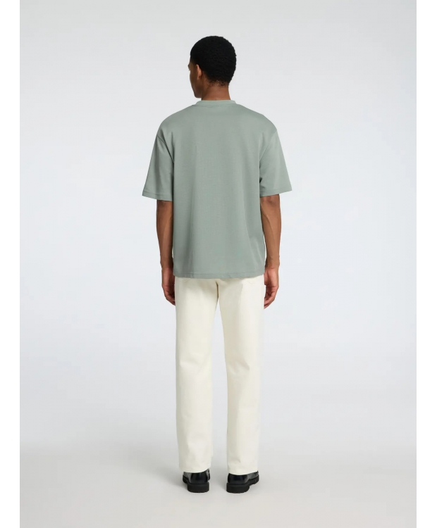 Selected t-shirt med rund hals i støvet grøn til herre - OUTLET billede 3