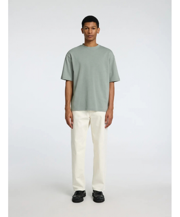Selected t-shirt med rund hals i støvet grøn til herre - OUTLET billede 4