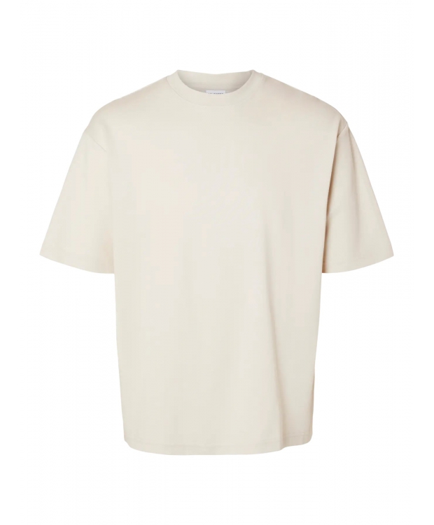 SELECTED T-shirt med rund hals i beige til herre billede 2