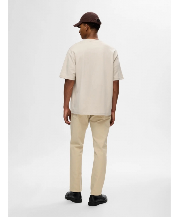 SELECTED T-shirt med rund hals i beige til herre billede 3