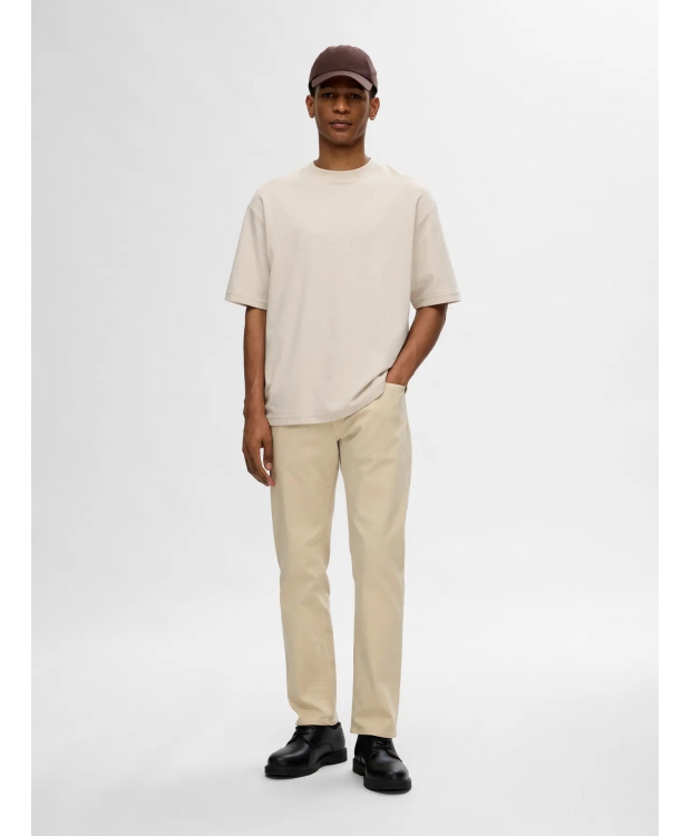 SELECTED T-shirt med rund hals i beige til herre billede 4