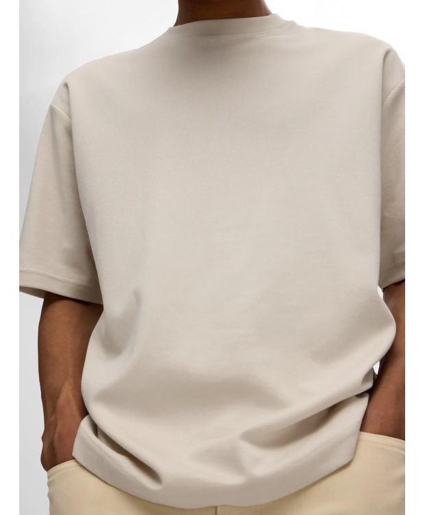 SELECTED T-shirt med rund hals i beige til herre billede 5