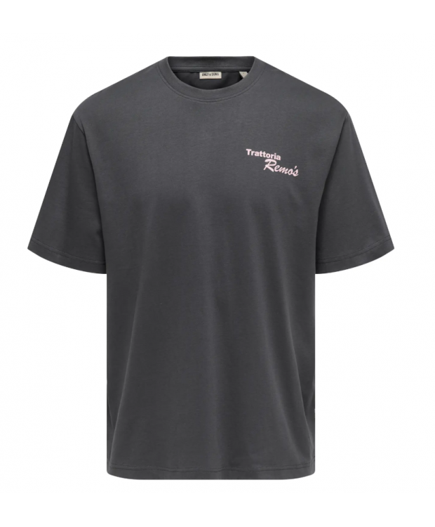 ONLY & SONS relaxed fit T-shirt i grå med nålestriber til herre billede 6