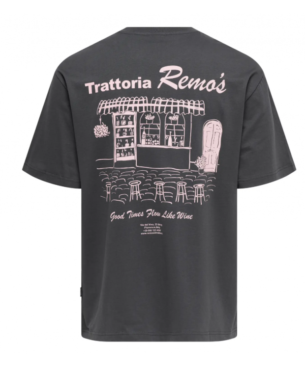 ONLY & SONS relaxed fit T-shirt i grå med nålestriber til herre billede 7