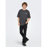 ONLY & SONS relaxed fit T-shirt i grå med nålestriber til herre
