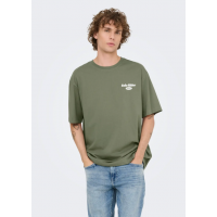 ONLY & SONS relaxed fit T-shirt i grøn med print til herre
