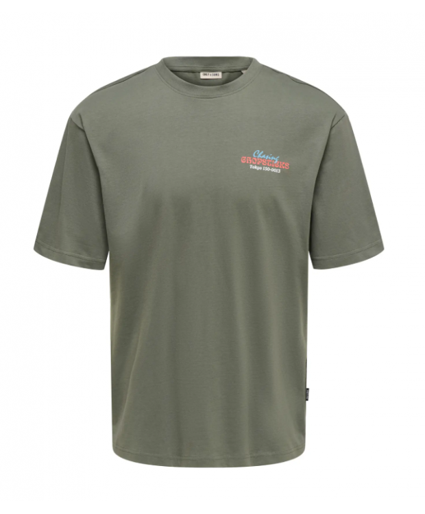 ONLY & SONS T-shirt i grå med Chinatown Noodles-print til herre billede 7