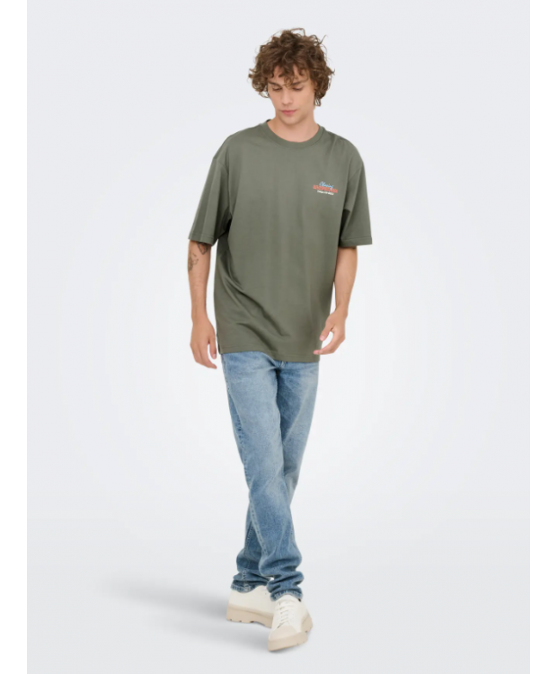 ONLY & SONS T-shirt i grå med Chinatown Noodles-print til herre billede 4