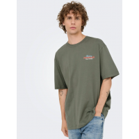 ONLY & SONS T-shirt i grå med Chinatown Noodles-print til herre