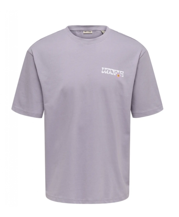 ONLY & SONS T-shirt i lavendelgrå med Lisboa-print til herre billede 6