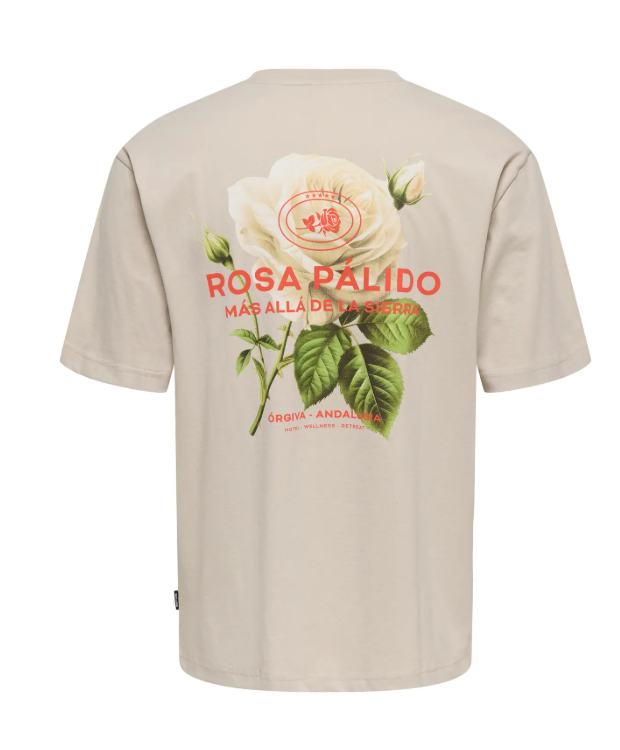 ONLY & SONS T-shirt i lysegrå med Rosa Palido-print til herre billede 7