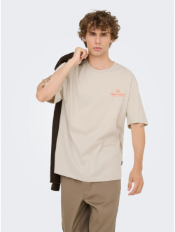 ONLY & SONS T-shirt i lysegrå med Rosa Palido-print til herre