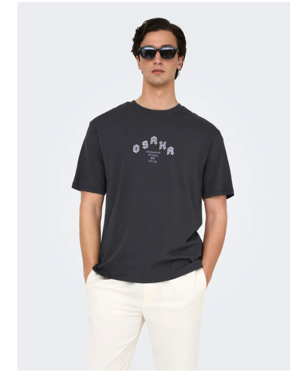 ONLY & SONS T-shirt i sort med Osaka Dragon-print til herre billede 2