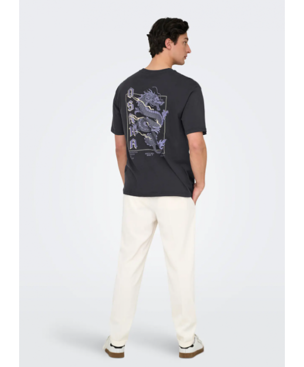 ONLY & SONS T-shirt i sort med Osaka Dragon-print til herre billede 5