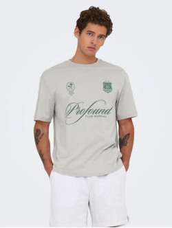 ONLY & SONS T-shirt i grå med Profound-print til herre