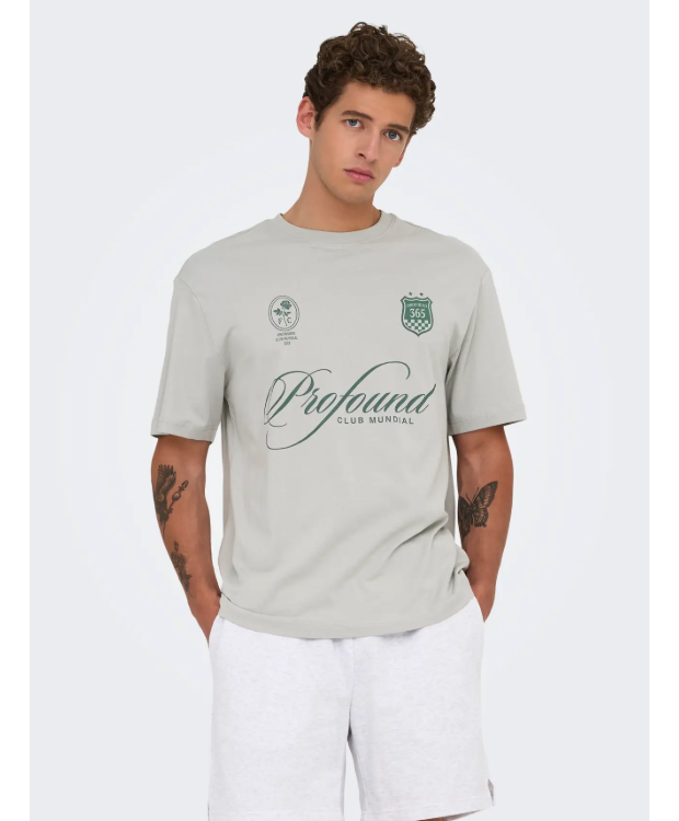 ONLY & SONS T-shirt i grå med Profound-print til herre billede 1