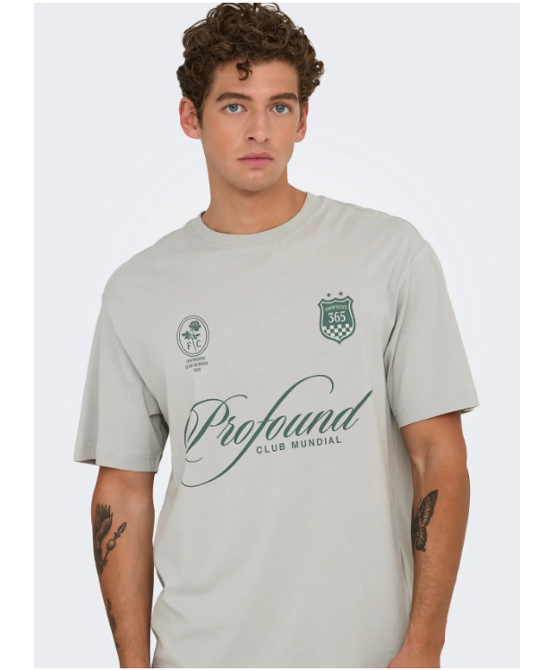 ONLY & SONS T-shirt i grå med Profound-print til herre billede 2