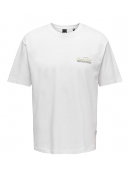 ONLY & SONS T-shirt i hvid med Cancun-print til herre