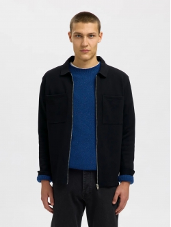 Selected sort sweatjakke med lynlås til herre – L (OUTLET)