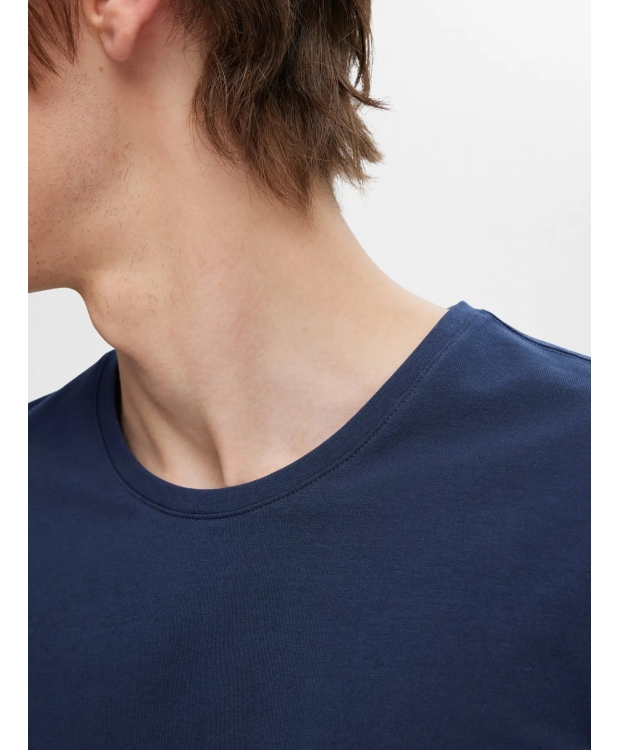 Selected 3-pak T-shirts i sort, navyblå og hvid til herre billede 5