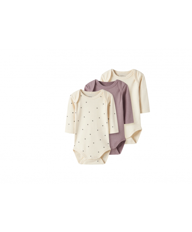 Name It 3-pak bodystockings i sand og støvet rosa til piger billede 1