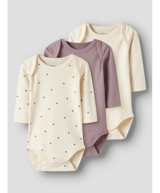 Name It 3-pak bodystockings i sand og støvet rosa til piger billede 3
