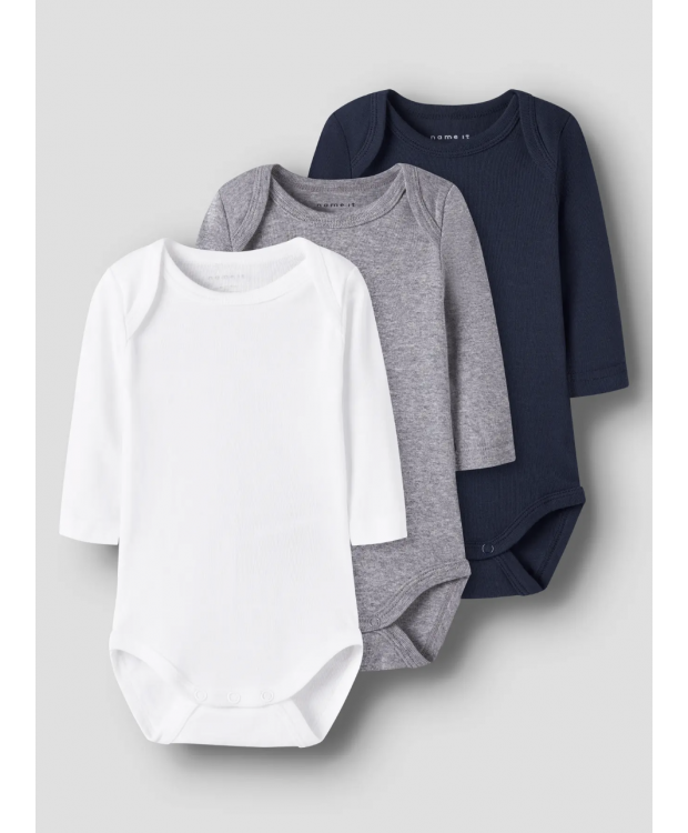 Name It 3-pak bodystockings i flere farver til baby billede 3