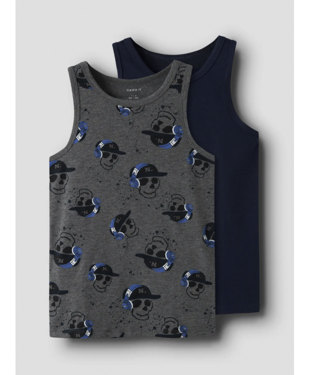 Name It Skull 2-pak tanktops i mørke farver til drenge billede 1