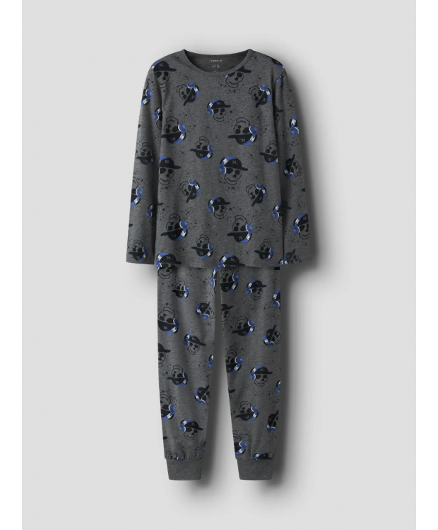Name It Skull pyjamassæt i mørkegrå til drenge billede 5