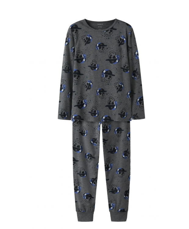 Name It Skull pyjamassæt i mørkegrå til drenge billede 2