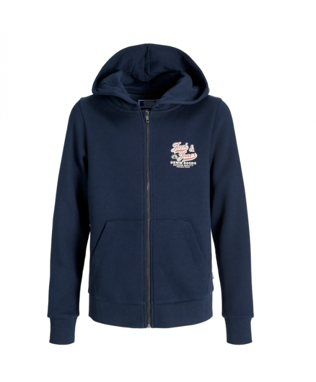 Jack & Jones Junior hættetrøje med lynlås i navyblå til drenge billede 1