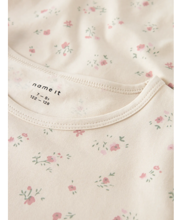 Name It natkjole med blomsterprint i lys beige til piger billede 2